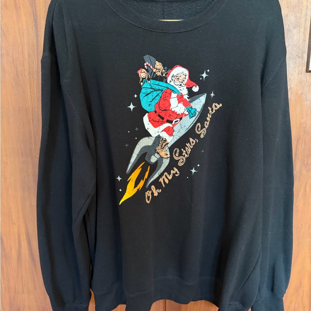 Living Fully “Oh My Stars, Santa” Black Sweatshirt